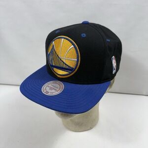 Golden State Warriors Hat Snapback Mitchell & Ness Black Blue Wool Blend‎